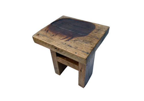 Vintage Brutalic Design Arts & Crafts Pine Solid Wood Side Table 20th Century