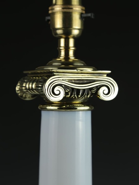 Antique Opaline White Ionic Column Table Lamp photo furniture