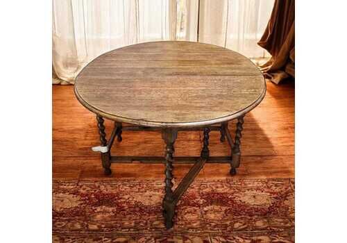 Antique Oak Drop Leaf Table / C1900 / Seat 4 8