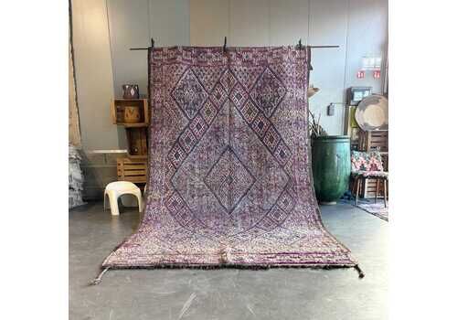Vintage Purple Berber Moroccan Boujad Wool Rug 200x350 Cm – Handwoven Masterpiece, Wool Rug Interior Living Room Rug