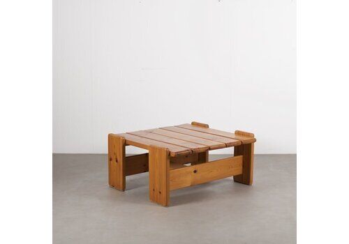 Vintage Solid Pine Slatted Coffee Table, Germany 1970s