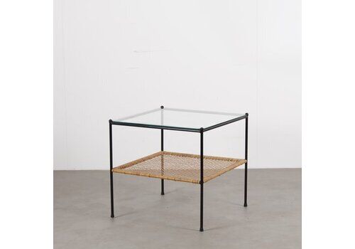 Vintage Dirk Van Sliedregt Rattan And Glass Coffee Table For Gebr Jonkers, Holland 1950s
