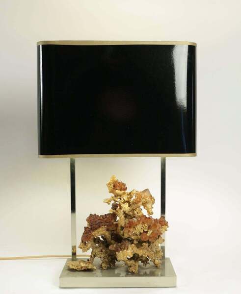 Gold Gilt Bronze Lamp With Rock Crystal From The 1970s photo furniture
