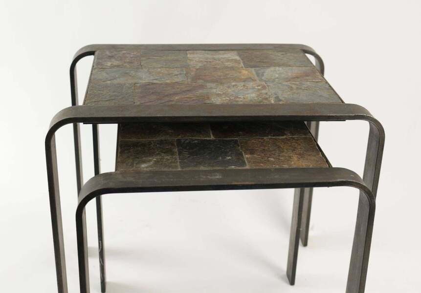 Nesting Tables Of The 1960s 1970s In Wrought Iron And Slate photo furniture