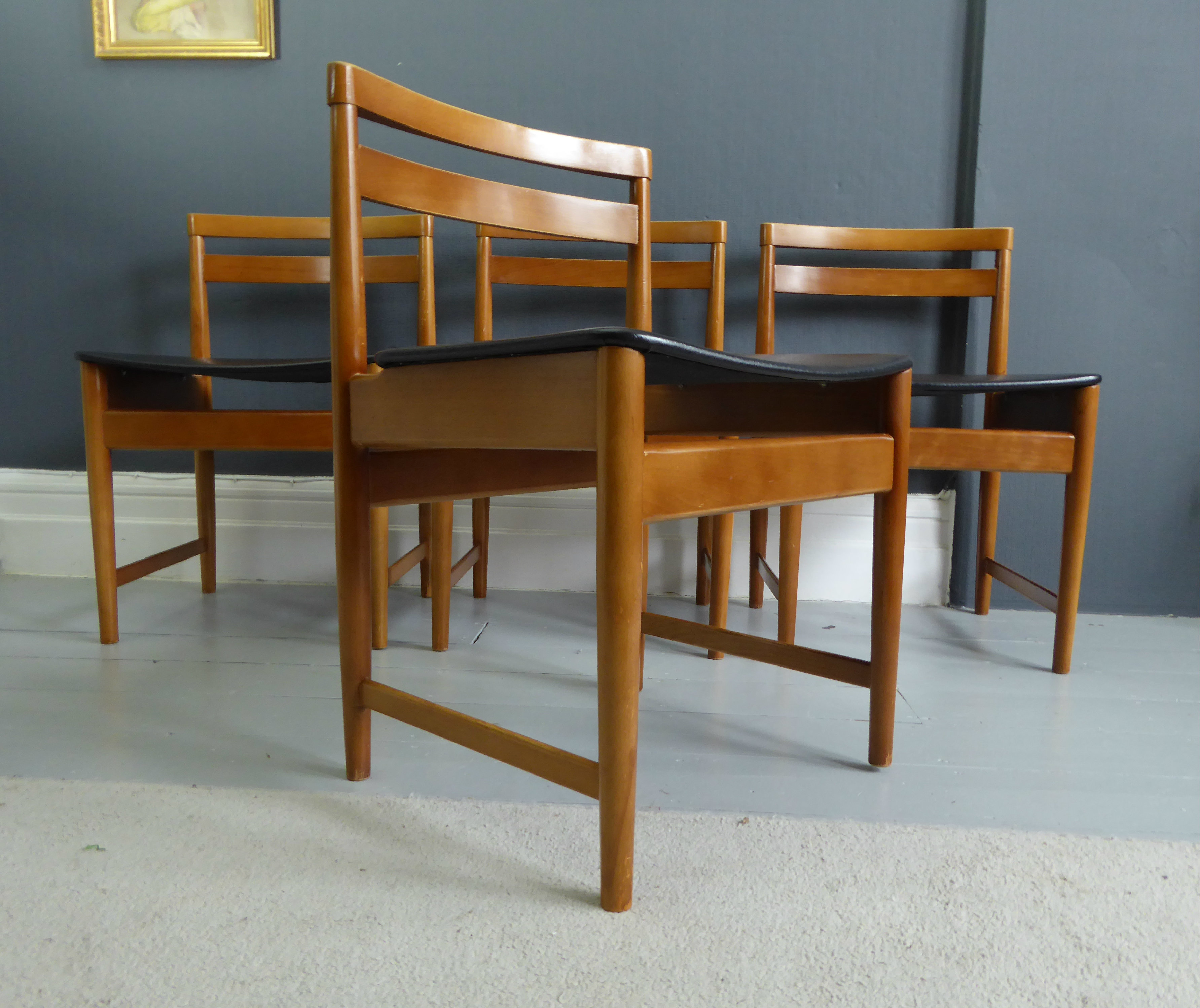 Vintage Retro Mid Century Solid Beech Dining Chairs ...