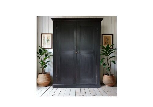 Antique Black Painted Cloak School Linen Larder Kitchen Hall Toy Cupboard