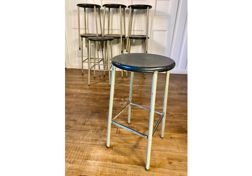 1 Of 3 Vintage Mid Century School, Industrial, Breakfast Bar Lab Stools.