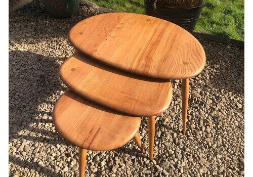 Vintage Blue Label Ercol Pebble Tables 1960,S