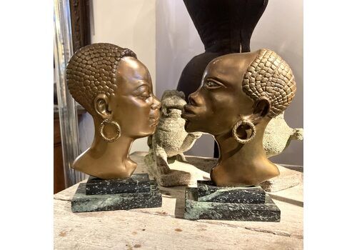 Bronze Female Heads, 1930s, Vintage