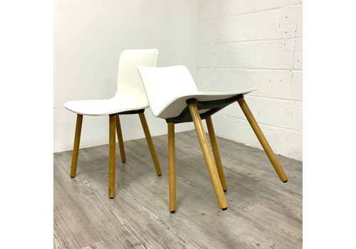 Genuine Vitra Hal Re Chair By Jasper Morrison White And Oak Legs