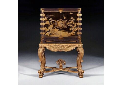 17th Century Japanese Lacquer Cabinet On French Giltwood Regence Stand