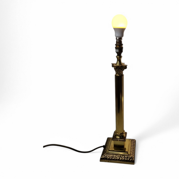 Elegant Corinthian Column Antique Georgian Style Brass Table Lamp 2 Available photo furniture