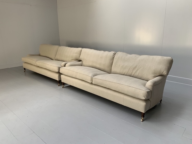 Pair Of New Lord Browns “Standard Arm” Large 3 Seat Sofas – In Ian Mankin Herringbone Linen photo for sale