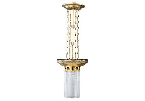 Art Deco Hanging Lamp With Glass Sticks Vienna Around 1920s