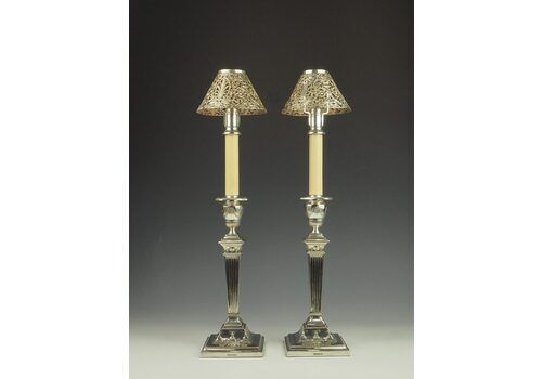 Exceptional Gorham And Henry Webster Silver Plate Candle Lamps