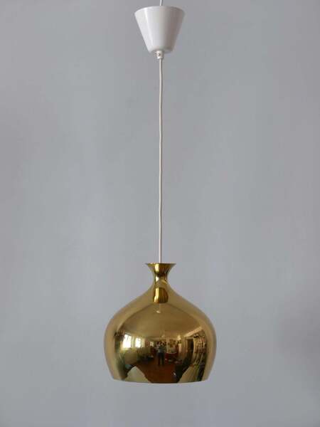 Elegant Brass Pendant Lamp Löken By Helge Zimdal For Falkenbergs Sweden 1960s photo furniture