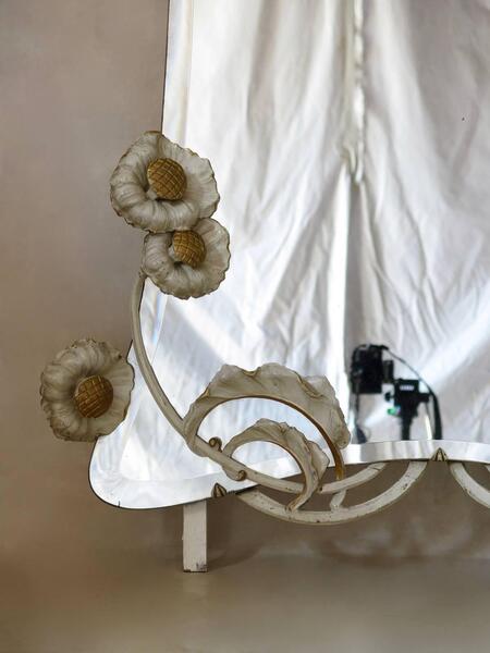 Art Nouveau Mirror With Carved Flowers, France, Early 20th Century photo for sale