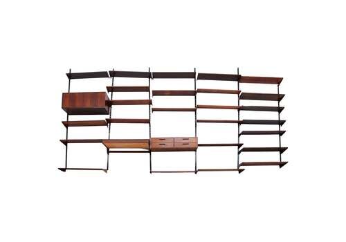 Modular Dark Wooden Wall System From Kai Kristiansen   Fm Møbler