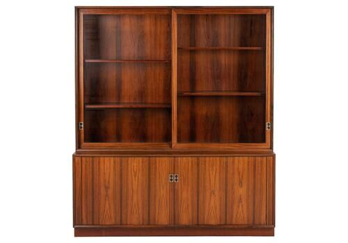 Mid Century Modern Wooden Tambour Bookcase/Credenza By Arne Vodder, Sibast