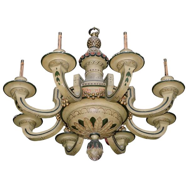 19th Century French Lacquered Wood Chandelier photo furniture