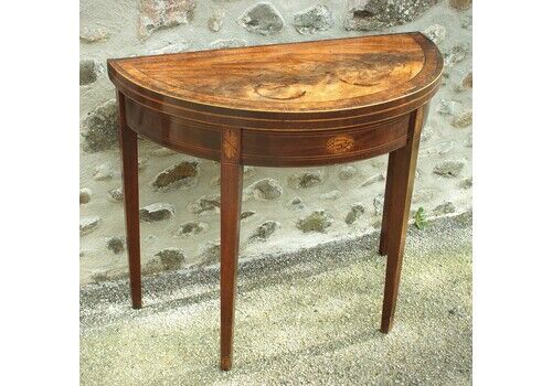 A George III Mahogany Demi Lune Card Table / Console Table