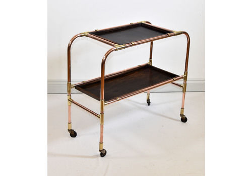 Vintage Copper & Brass Drinks Trolley Industrial Cocktail Hostess 1950s Art Deco  * Free Delivery To Mainland England & Wales *