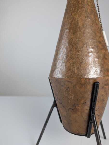 Brutalist Ceramic And Iron Table Lamp, 1950s photo Lighting