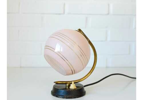 Vintage Bedside Lamp / Pink Desk Lamp / Table Light / Art Deco 1940