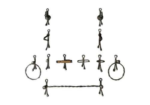 A Shabby Chic Set Of 11 Bathroom Wall Accessories By Maison Bagues, France 1970