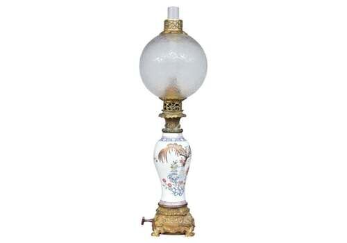 Carcel 19th Century Petroleum Lamp On Canton Vase