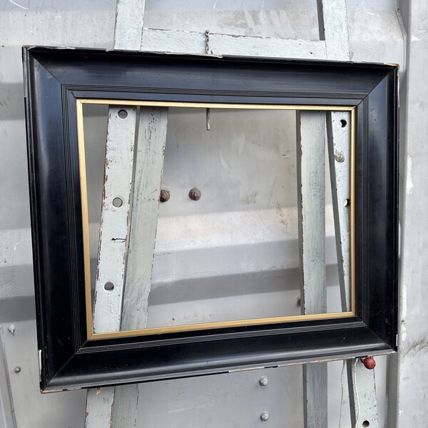 Victorian Ebonised Rustic Black Gold Frame Chunky Artwork photo furniture