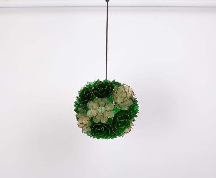 Capiz Shell Lotus Ball Chandelier Pendant Light Germany, 1960s photo furniture
