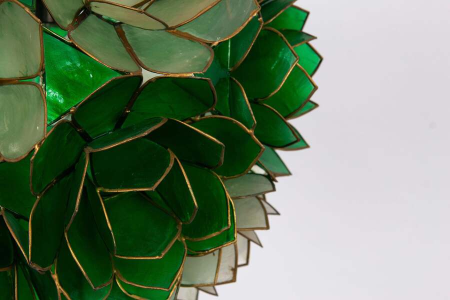 Capiz Shell Lotus Ball Chandelier Pendant Light Germany, 1960s photo for sale