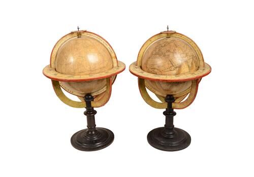 Very Rare Pair Of Terrestrial And Celestial Globes By Felix  Delamarche Dated 1834