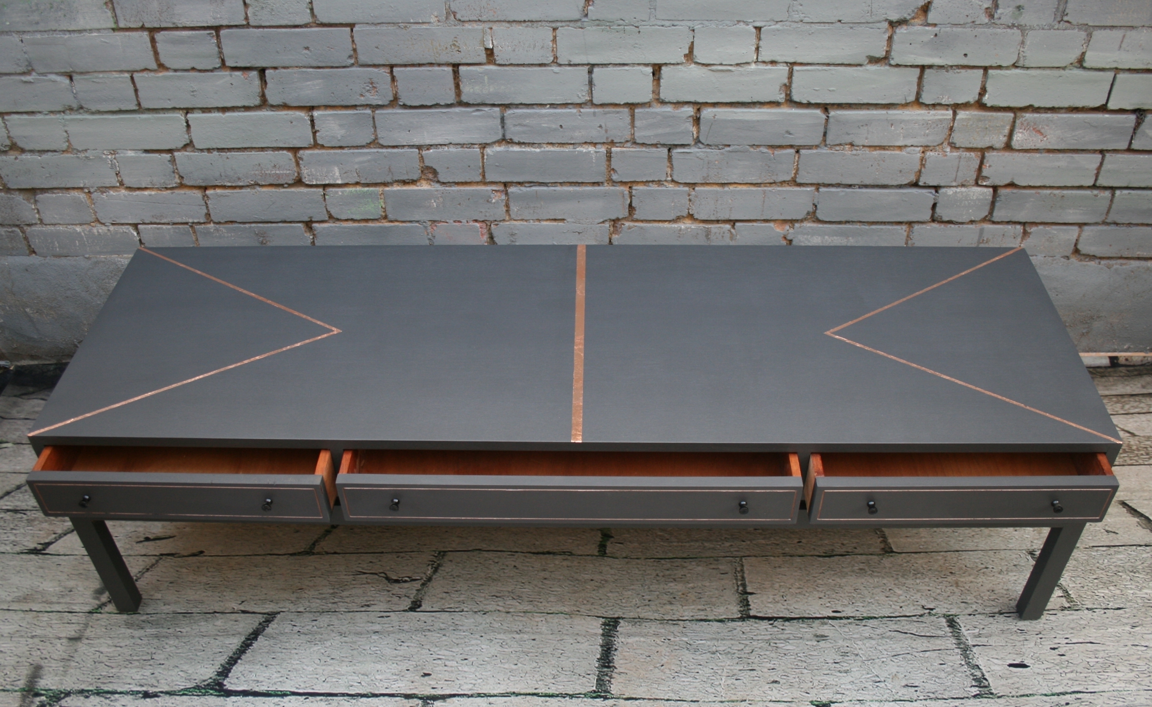 1960s Greaves And Thomas Mid Century Modern Grey 3 Drawer Coffee