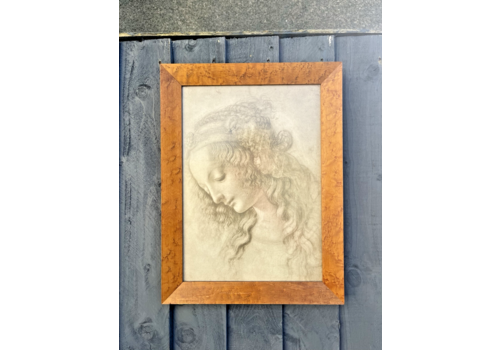 Vintage 17" Leonardo Da Vinci Woman In Profile Florence Burr Walnut Framed Print