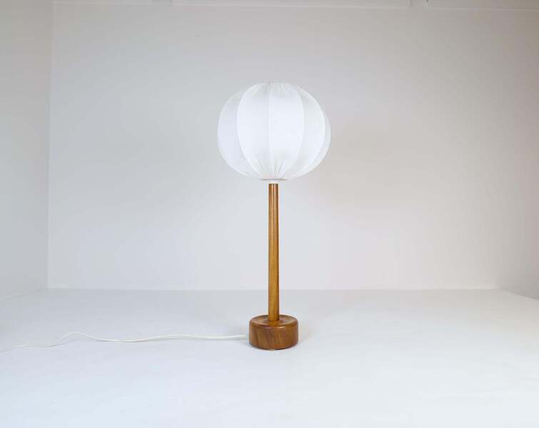 Midcentury Solid Teak Table Lamp 1960s Sweden photo furniture