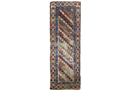 Handmade Antique Distressed Caucasian Gendje Rug 3.2