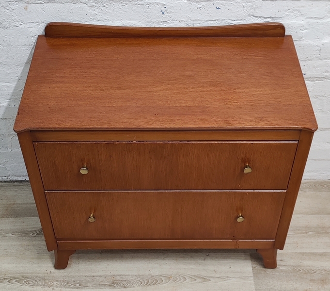 Mid Century Teak 2 Drawer Chest Of Drawers By Lebus photo for sale