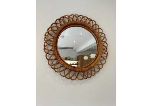 Incredible Rare Vintage Italian Franco Albini Bonacina Bamboo Sunburst Mirror Mid Century 1950s Excellent Condition