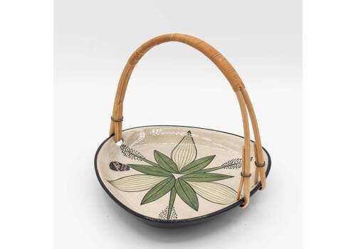 Swiss Mid Century Serving Tray With Wooden Handle   Zangger & Cie.   1950s