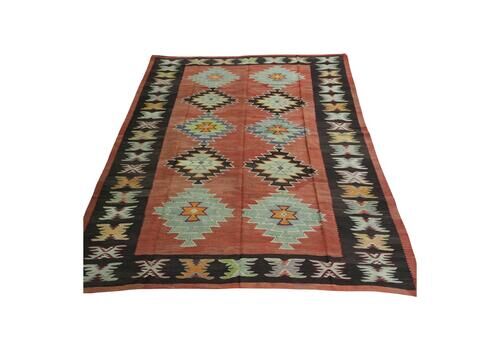 Antique Pirot / Sarkoy Kilim Of Repeat Diamond Medallion Design, Circa 1920.