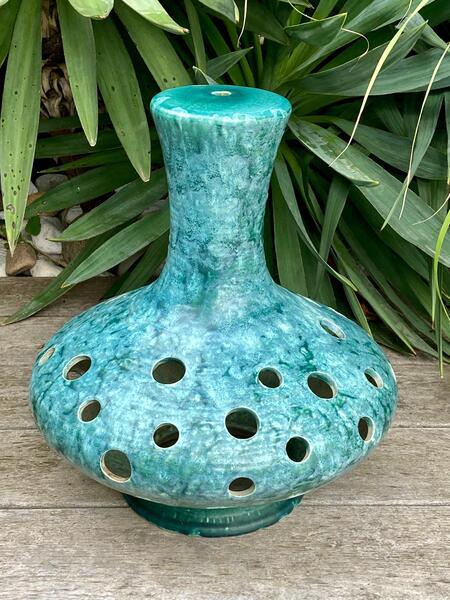 Oversized Mid Century Modern 1960s Fat Lava Lamp Base In Turquoise Ceramic photo furniture
