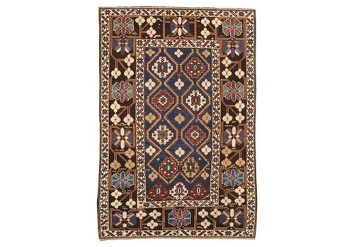 Antique Caucasian Large Scale Lattice Design Shirvan Wool Rug, 1880 1900