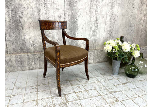 Individual 19th Century Marquetry Chair Carver