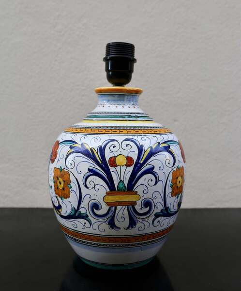Italian Table Lamp In Ceramic With Flower Decor photo furniture