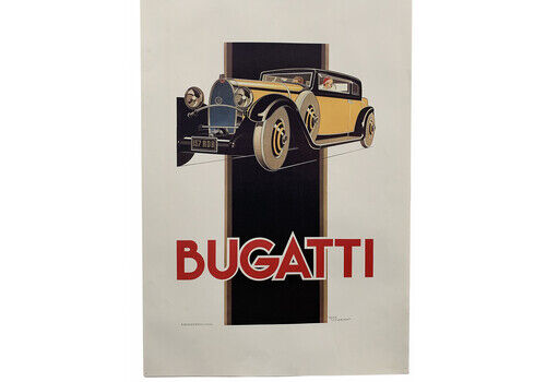 Bugatti Poster By Rene Vincent For Bedos Paris, 1960s