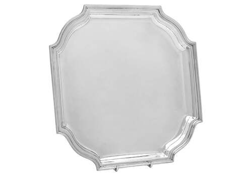 Art Deco Period Square Sterling Silver Salver   Made In London In 1944