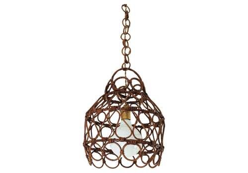 Spanish Rattan Pendant Light Ceiling Hanging Lamp, 1960s