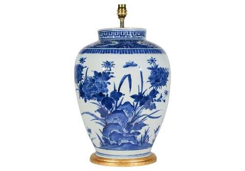 Japanese Arita Blue And White Early 18th Century Antique Table Lamp